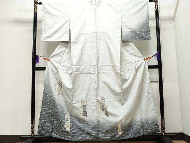 平和屋着物○上質な小紋 手描き 陶器更紗花唐草文 正絹 逸品 未