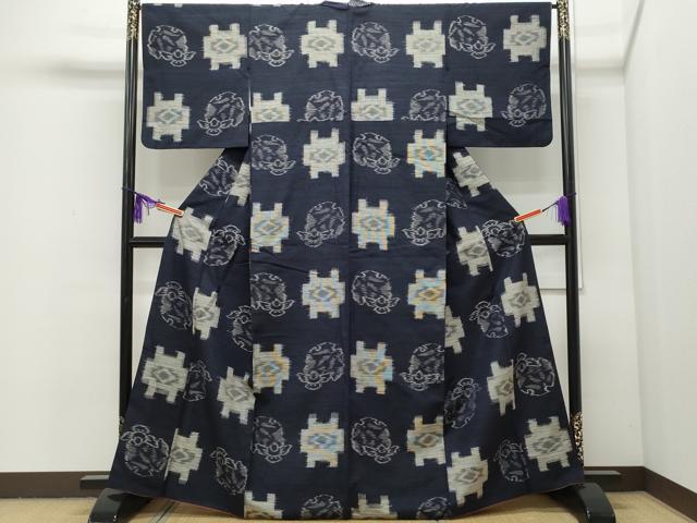 平和屋着物▽上質な小紋 単衣 格子 正絹 逸品 DAAT9876az