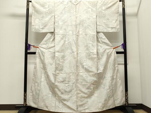 平和屋着物○本場大島紬 白大島 120亀甲 草花文 正絹 逸品 CAAR8252vf