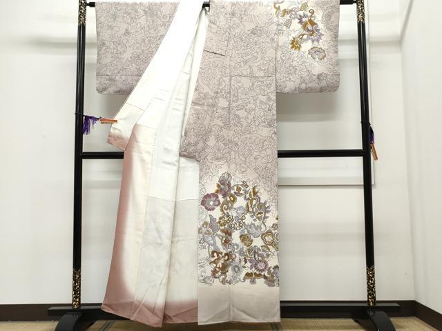 振袖 正絹 匹田四季花模様 身丈171cm 裄丈68cm 振袖 美品 リサイクル 着物