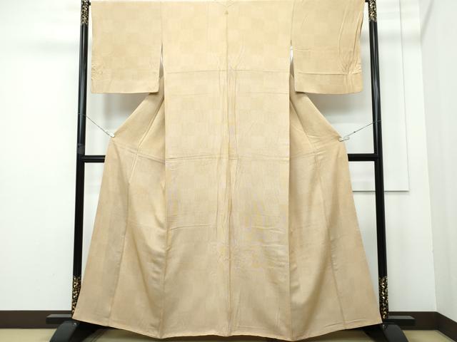 平和屋着物○江戸小紋 宍戸陸作 竹万筋 生成り色×