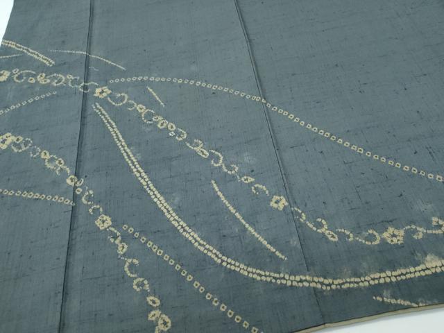 平和屋着物○訪問着 絞り 紬地 花唐草文 正絹 逸品 CAAQ9143vf