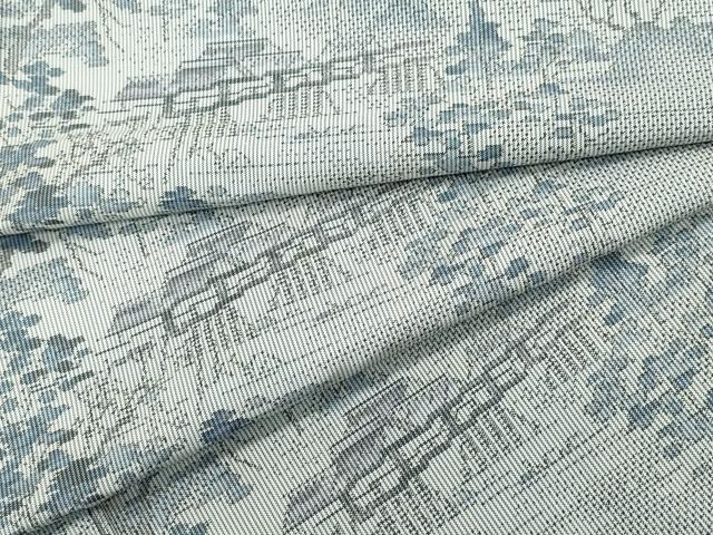 平和屋着物●本場大島紬　白大島　7マルキ　風景草木文　正絹　逸品　CAAQ9153vf