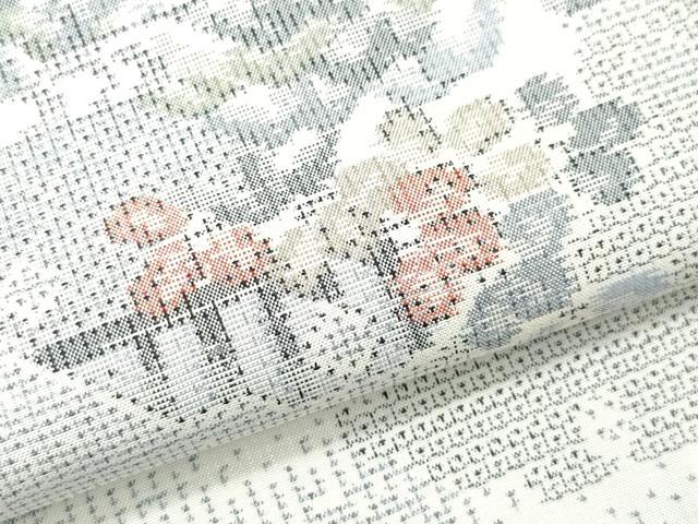 平和屋本店□極上 本場大島紬 白大島 120亀甲 吉祥草花文 逸品 未