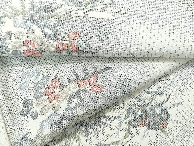 平和屋着物●本場大島紬　白大島　120亀甲　雪輪吉祥草花文　正絹　逸品　CAAQ9158vf