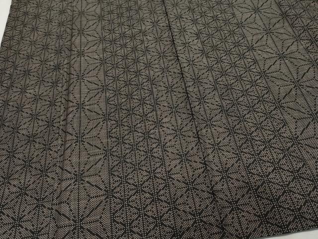 平和屋着物○本場大島紬 7マルキ 泥染め 麻の葉吉祥文 正絹 逸品