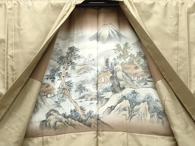 平和屋着物○男性 お召 吉祥文 アンサンブル 正絹 逸品 CAAQ9185vf