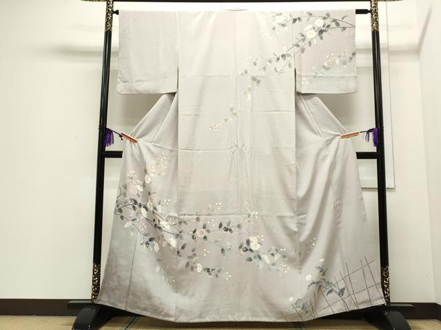 平和屋着物●十日町友禅作家　一梗　訪問着　枝花文　暈し染め　正絹　逸品　CAAQ9414th