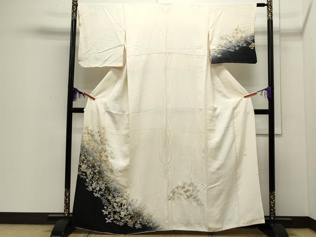 平和屋着物●訪問着　作家物　草花文　暈し染め　金彩　さが美扱い　正絹　逸品　CAAQ9424th