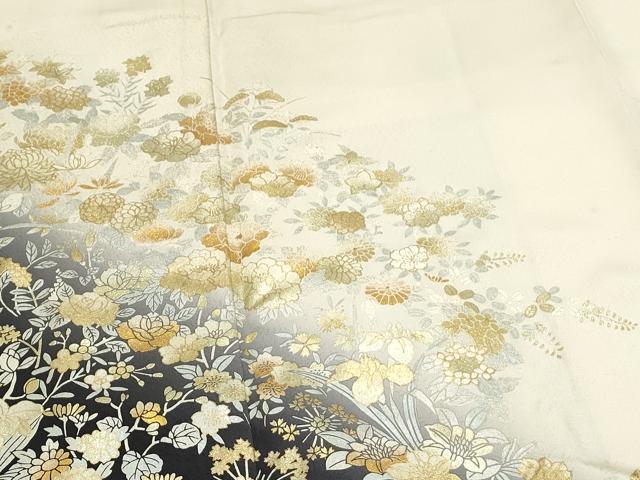 平和屋着物●訪問着　作家物　草花文　暈し染め　金彩　さが美扱い　正絹　逸品　CAAQ9424th 平和屋着物○訪問着 作家物 草花文 暈し染め 金彩 さが美扱い