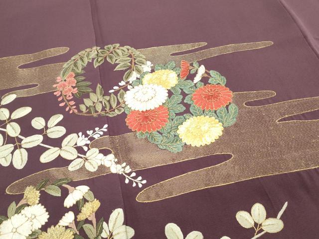 平和屋着物○豪華色留袖 総刺繍 駒刺繍 草花丸文 金糸 正絹 逸品