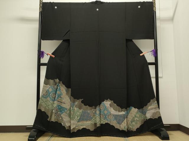 平和屋着物●豪華黒留袖　唐錦寄せ裂文様　寿光織　金糸　正絹　逸品　未使用　CAAQ9438th