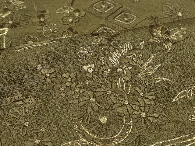 平和屋着物●訪問着　総刺繍　花籠文　金糸　正絹　逸品　CAAQ9448th