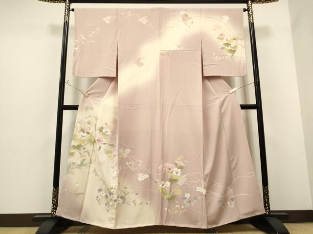 平和屋着物●訪問着　枝花文　暈し染め　金彩　正絹　逸品　CAAQ9449th