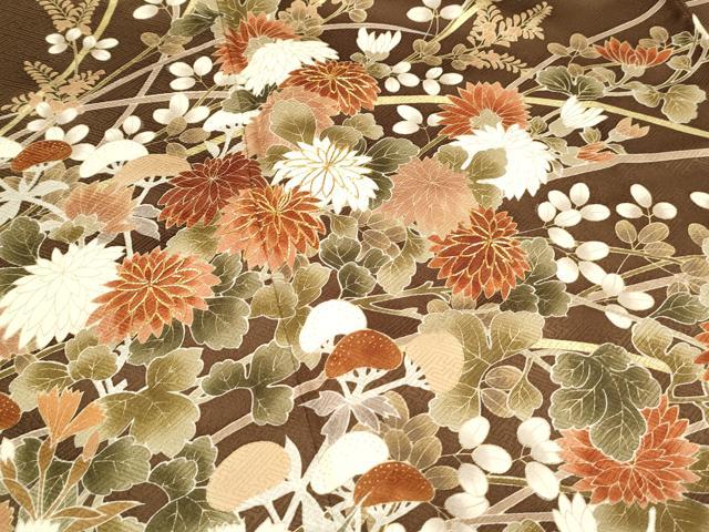 平和屋着物●創業460年・千總　訪問着　駒刺繍　草花文　金彩　三越扱い　正絹　逸品　CAAQ9452th 平和屋着物○創業460年・千總 訪問着 駒刺繍 草花文 金彩