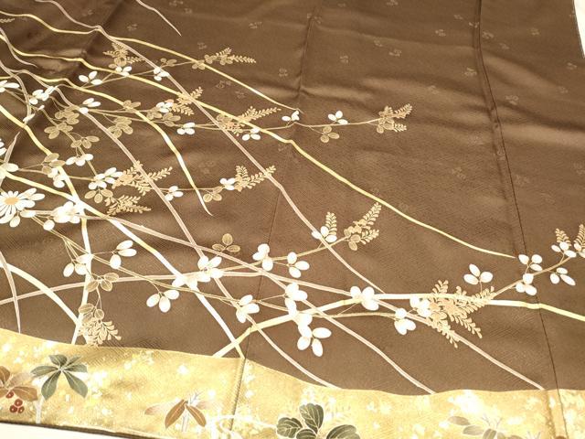 平和屋着物○創業460年・千總 訪問着 駒刺繍 草花文 金彩