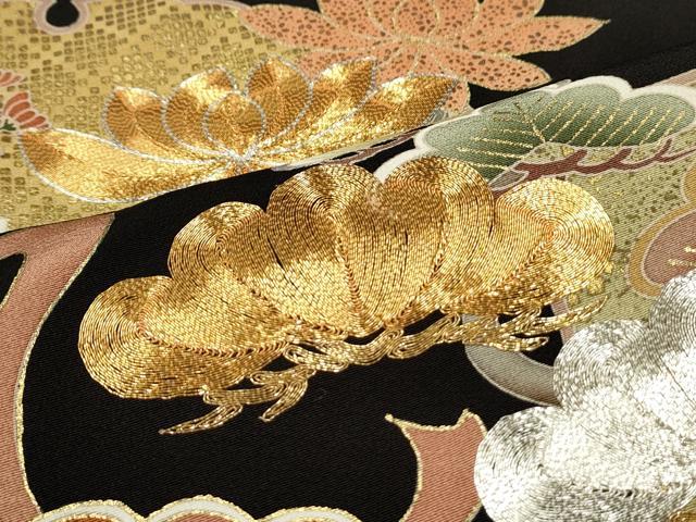 平和屋着物□豪華色留袖 駒刺繍 雪輪草花文 金彩 逸品 DAAH3647ar