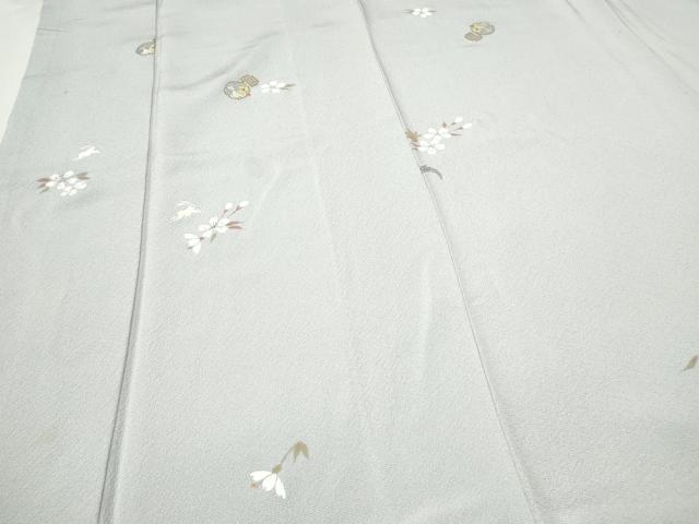 平和屋着物○上質な小紋 紬地 手描き 花兎 正絹 逸品 AAAW9275zg 平和