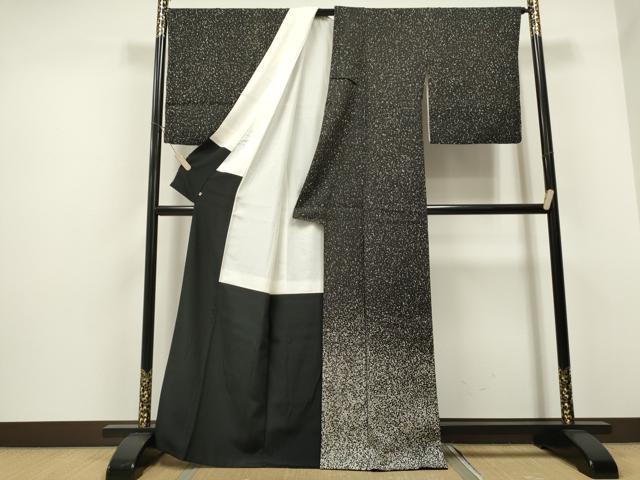 平和屋着物○訪問着 作家物 あられ文様 黒地 三越扱い 正絹 逸品