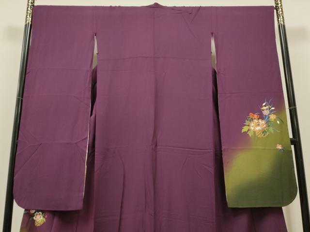 平和屋着物○豪華振袖 総刺繍 草花文 暈し染め 金糸 正絹 逸品