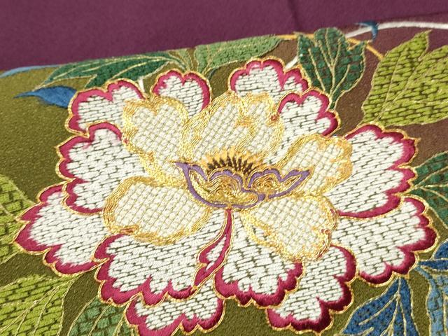 平和屋着物○豪華振袖 総刺繍 草花文 暈し染め 金糸 正絹 逸品