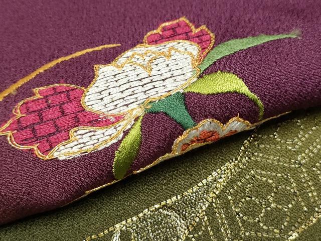 平和屋着物○豪華振袖 総刺繍 草花文 暈し染め 金糸 正絹 逸品