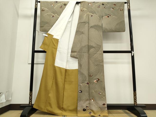 平和屋着物○ファッションデザイナー 花井幸子 訪問着 刺繍 立波貝合せ