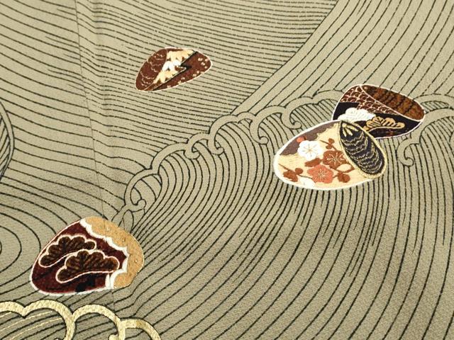 平和屋着物○ファッションデザイナー 花井幸子 訪問着 刺繍 立波貝合せ