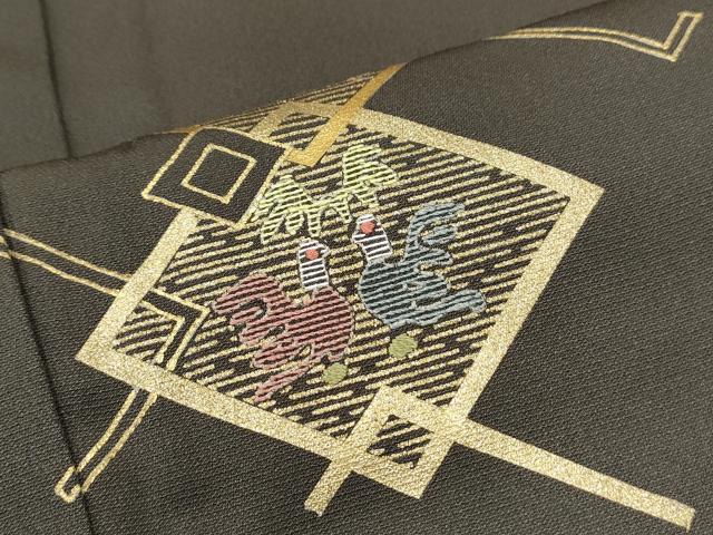 平和屋着物●訪問着　竹屋町刺繍　向かい鳥動物吉祥文　暈し染め　金彩　正絹　逸品　CAAQ9564th 平和屋着物○訪問着 竹屋町刺繍 向かい鳥動物吉祥文 暈し