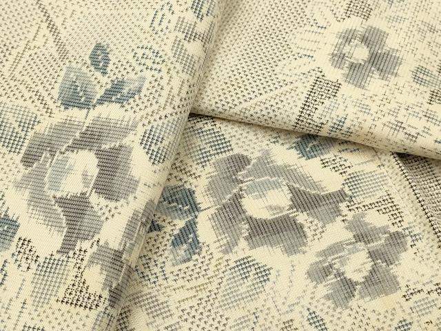 平和屋着物●本場大島紬　白大島　枝花文　総絣　正絹　逸品　CAAQ9584th