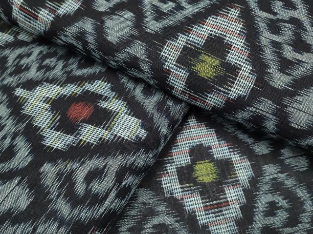 平和屋着物▽久留米絣　単衣　菱吉祥文　綿　逸品　CAAQ9590th