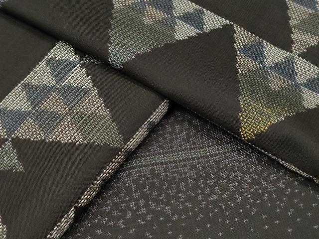 平和屋着物●本場大島紬　9マルキ　泥染め　鱗吉祥文　正絹　逸品　CAAQ9593th