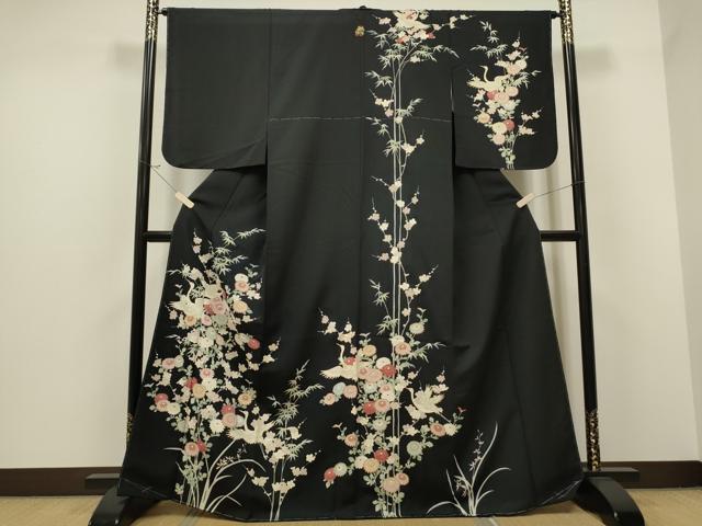 訪問着 フルセット 芥子 ダークグレー 金彩加工 着物 付け下げ H4