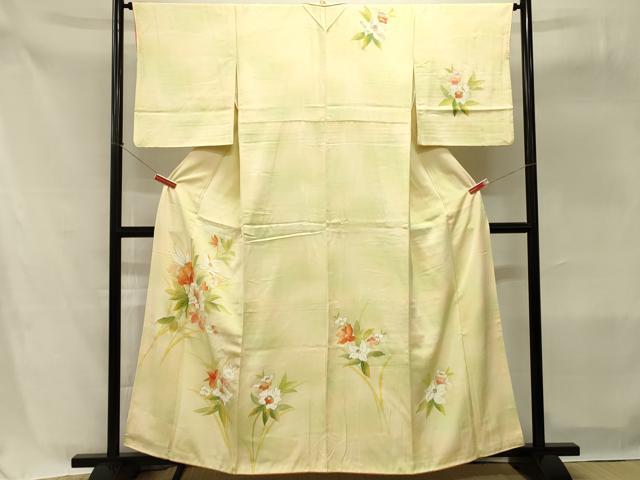 平和屋着物■訪問着　駒刺繍　草花文　暈し染め　金彩　正絹　逸品　CAAR0554eg