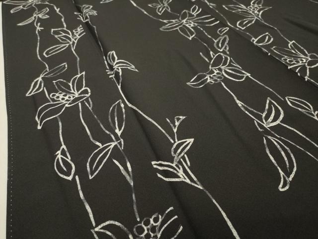 平和屋着物○訪問着 ろうけつ染め 草花文 黒地 正絹 逸品 DAAT1378tw