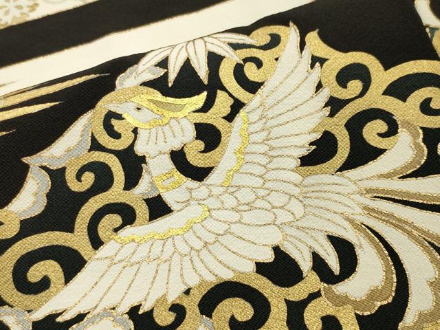 花美人着物□豪華黒留袖 駒刺繍 鳳凰平安人物吉祥花文 金彩 逸品