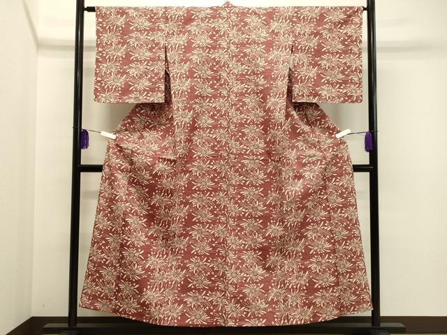 平和屋着物▽上質な紬 　単衣　型染め　舞花文　正絹　逸品　未使用　CAAR0993gh 平和屋着物▽上質な紬 単衣 型染め 舞花文 正絹 逸品 未使用