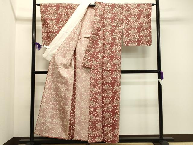 平和屋着物▽上質な紬 　単衣　型染め　舞花文　正絹　逸品　未使用　CAAR0993gh 平和屋着物▽上質な紬 単衣 型染め 舞花文 正絹 逸品 未使用