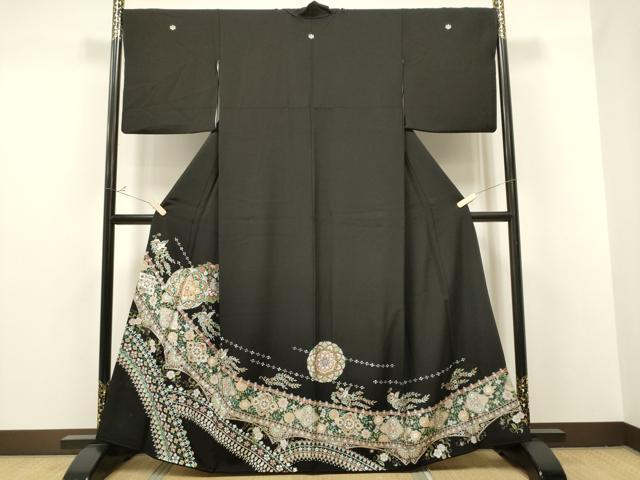 平和屋着物●豪華黒留袖　正倉院花鳥文　金銀彩　さが美扱い　正絹　逸品　CAAR1252hy