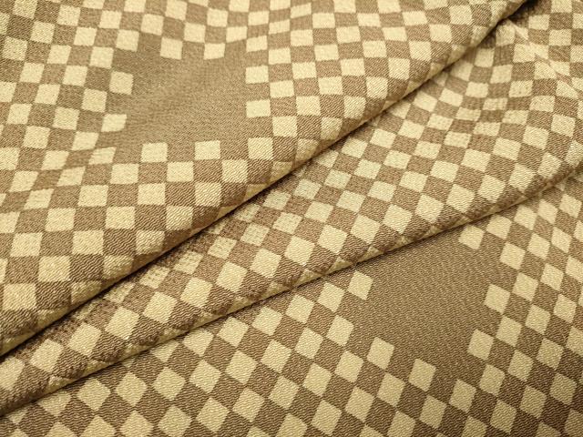 平和屋着物●上質な小紋　変わり市松文様　鬼しぼ縮緬　正絹　逸品　CAAR1265hy