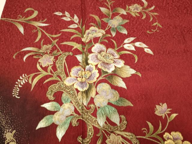 平和屋着物○豪華振袖 刺繍 草花文 暈し染め 金銀彩 やまと誂