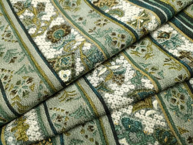 平和屋着物●上質な小紋　更紗花間道　金彩　鬼しぼ縮緬　正絹　逸品　未使用　CAAR1278hy