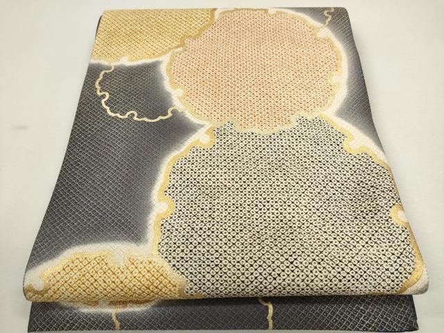 平和屋着物●六通柄袋帯　雪輪鹿の子文　金彩　正絹　逸品　CAAR1307hy