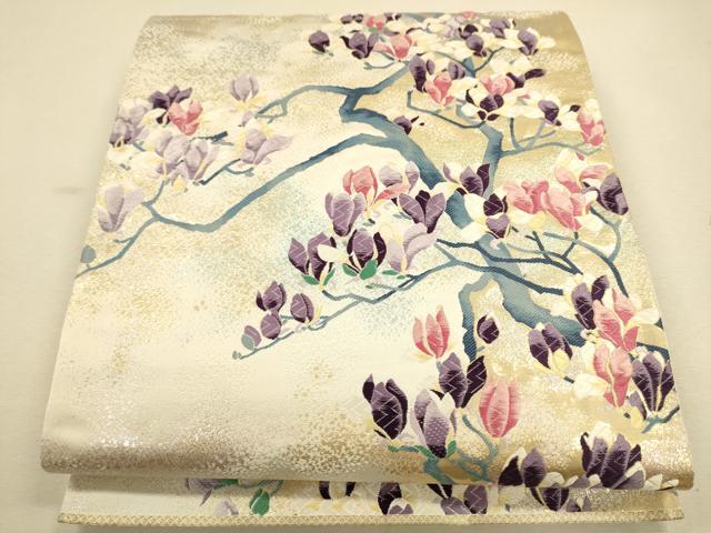 平和屋着物●「美しいキモノ」お馴染みのメーカー　となみ織物　六通柄袋帯　唐織　枝花文　純金箔　正絹　逸品　CAAR1327hy