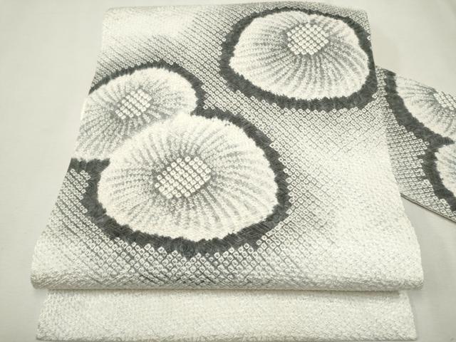 平和屋着物●名門　藤娘きぬたや・総絞り　九寸名古屋帯　総絞り　花丸文　正絹　逸品　CAAR1356hy