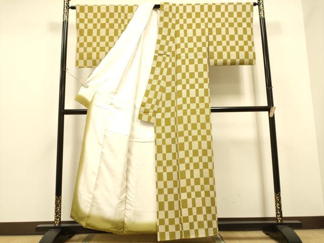 平和屋着物○上質な小紋 村松正雄 変わり市松文 正絹 逸品 CAAR1374hy