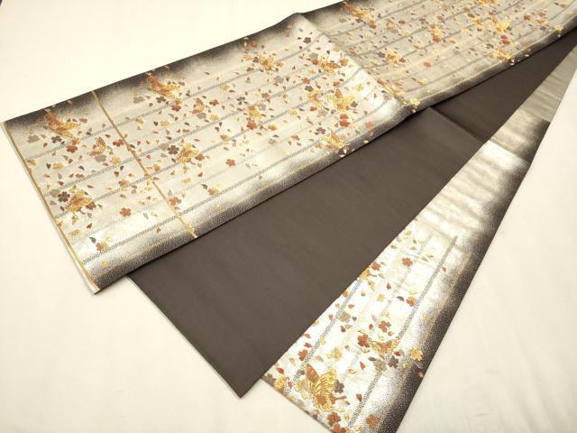 平和屋着物●西陣の名門　加納幸謹製　六通柄袋帯　唐織　花蝶文　金糸　引箔　正絹　逸品　CAAR1413hy 平和屋着物○西陣の名門 加納幸謹製 六通柄袋帯 唐織 花