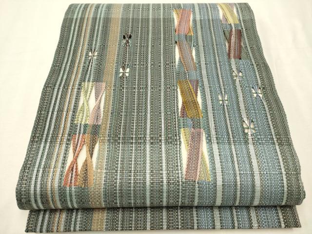 平和屋着物●太鼓柄袋帯　吉祥文　銀糸　正絹　逸品　CAAR1417hy