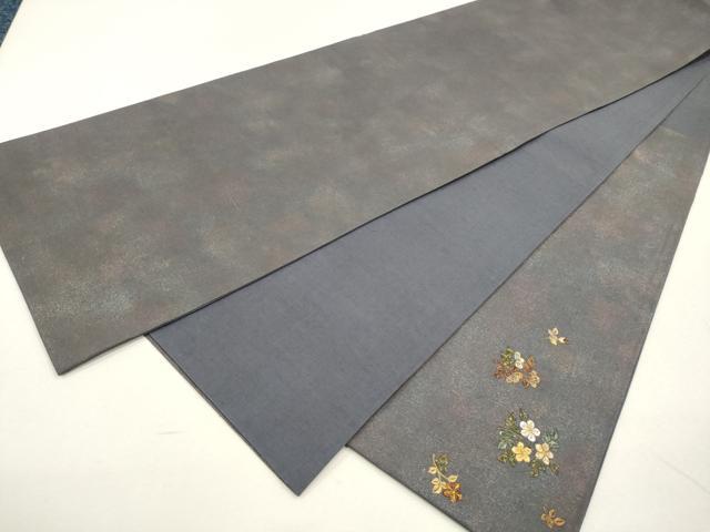 平和屋着物○両方向 太鼓柄袋帯 雪輪草花文 銀糸 正絹 逸品 DAAW4310cm