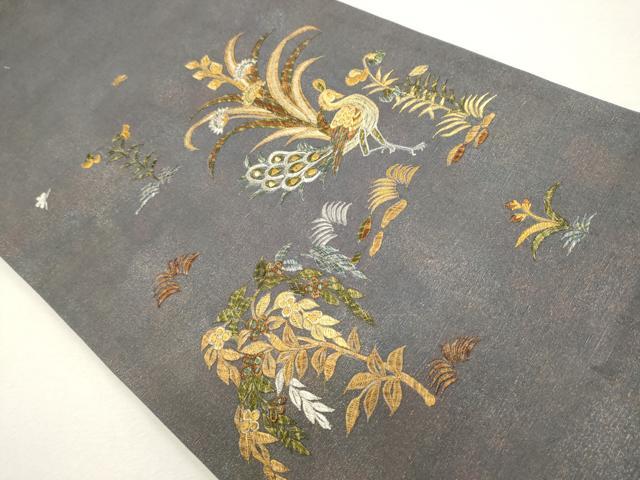 平和屋着物○佐賀錦 太鼓柄袋帯 格子花丸文 金銀糸 正絹 逸品